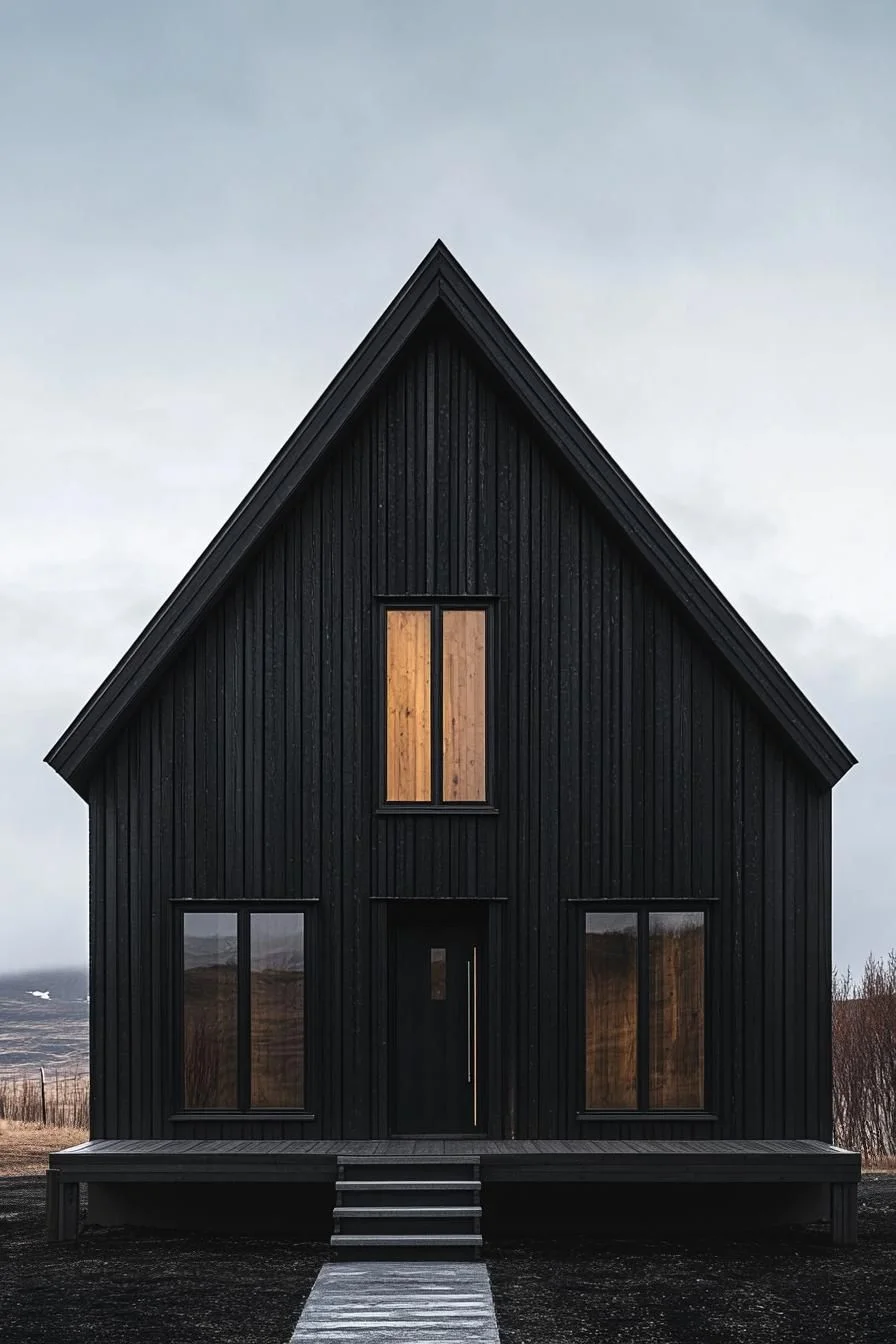 Charcoal Chalet Facade with Rustic Geometry