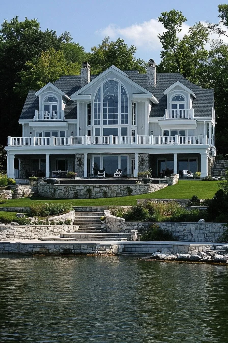 Lakeside Home With Cathedral-Style Windows