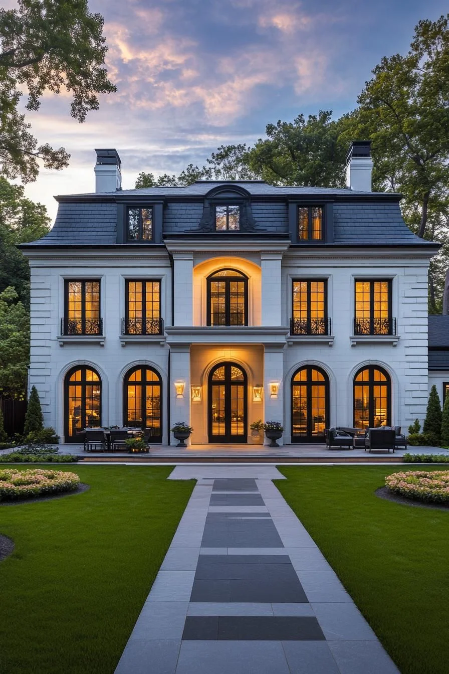 A Splendid Neo-Classical Home at Daybreak