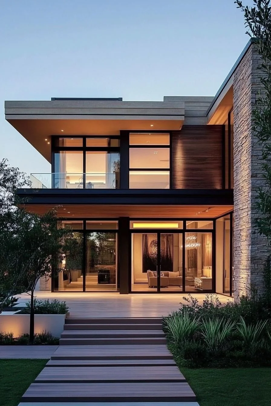 A Cube-Shaped Thai Home at Twilight