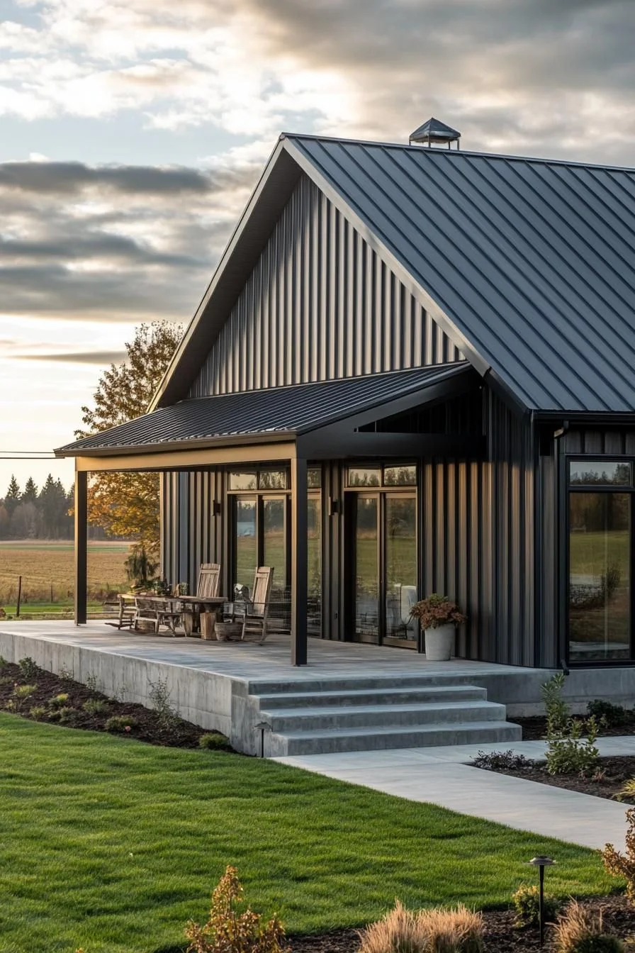 A Steel Home Facing the Sunset