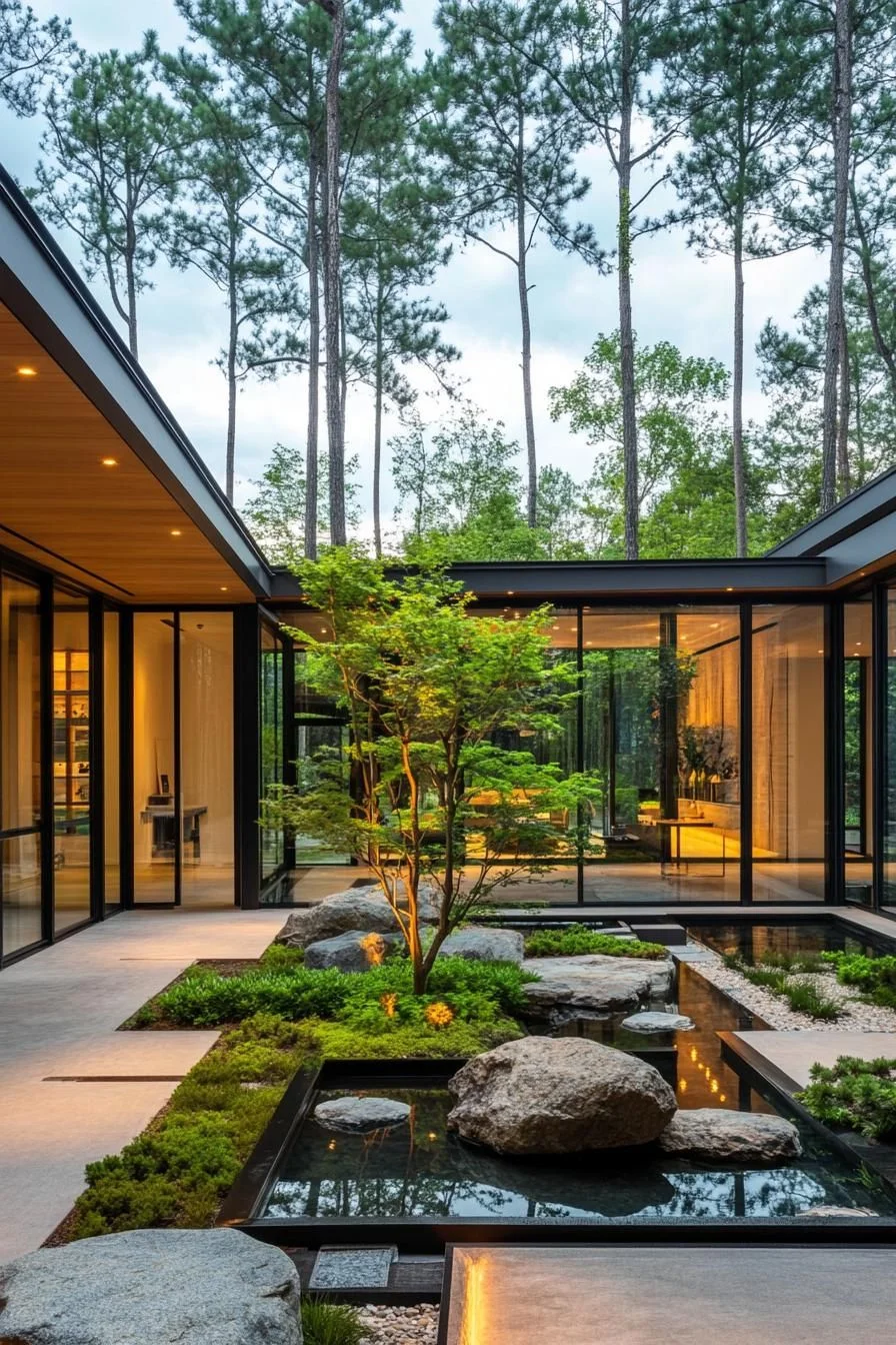 Tree Branches Framing a Zen Courtyard