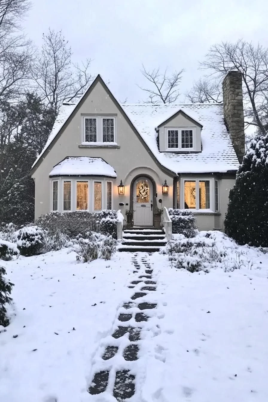 Snow-Covered Cottage Full of Character