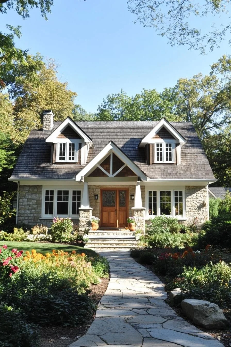 Twin-Gabled Stone Cottage