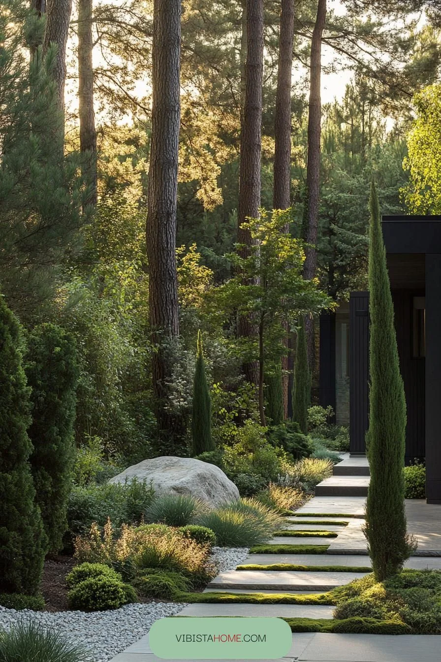 Green Symphony Under Towering Pines
