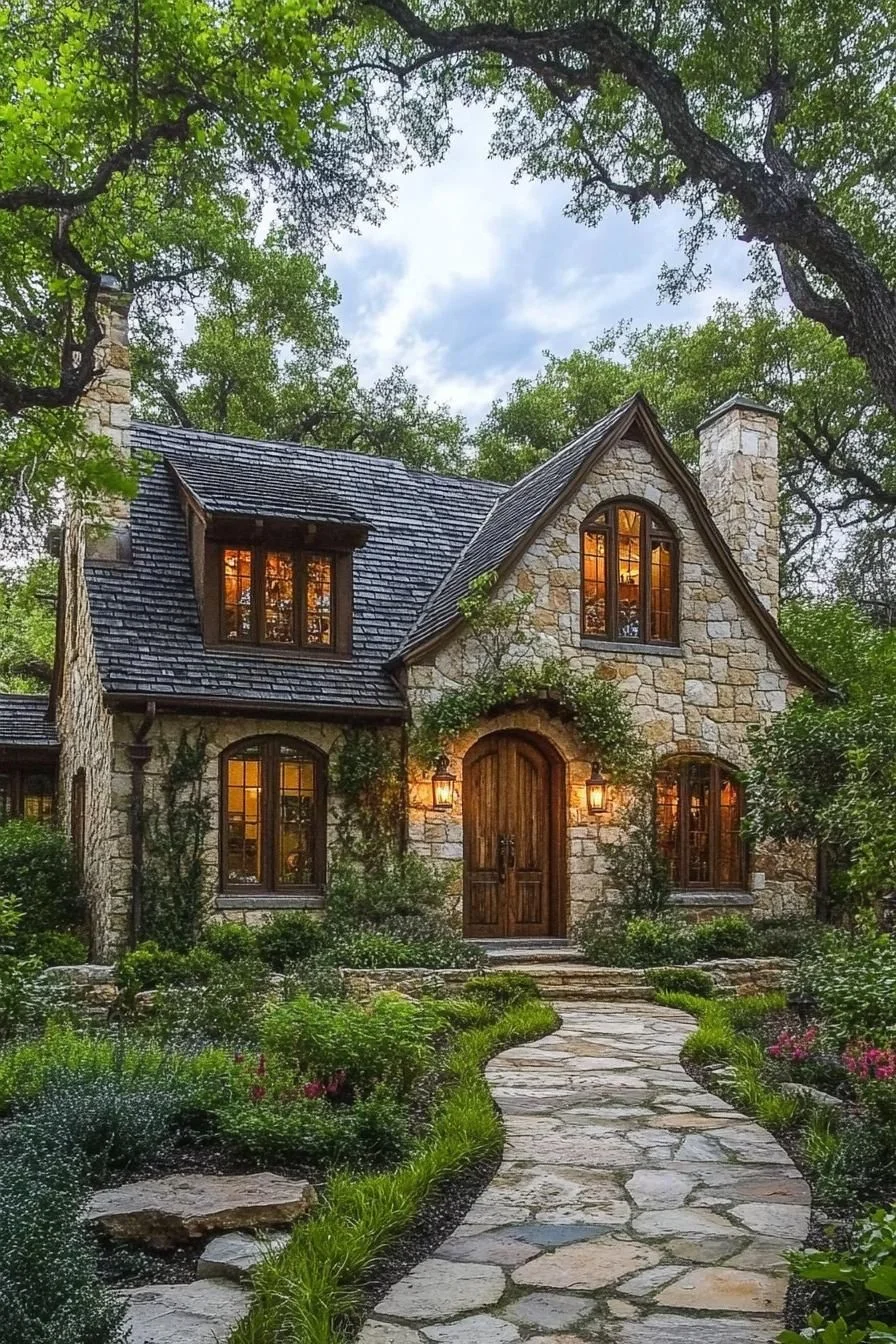 A Green-Framed Stone Cottage Retreat