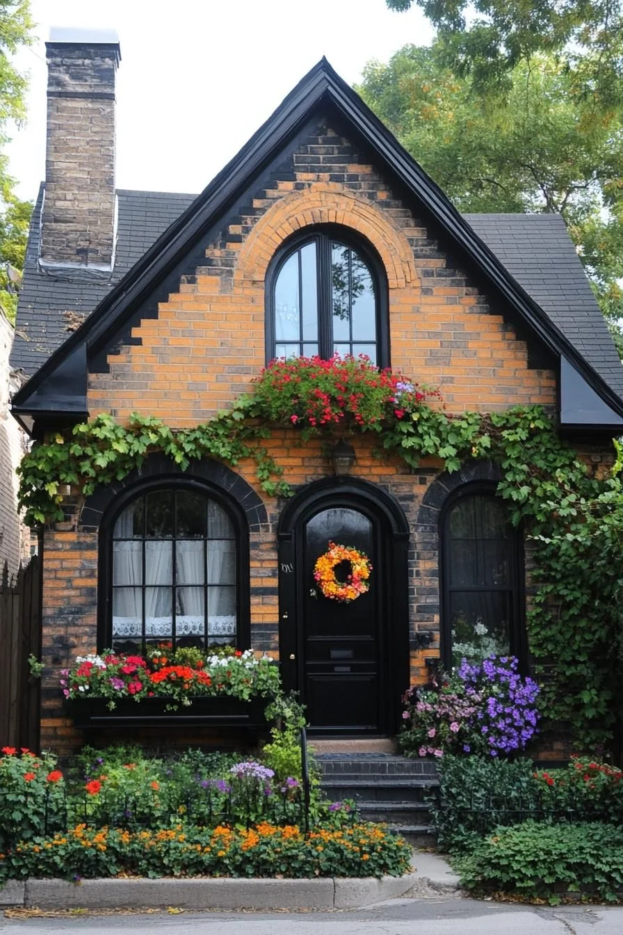 An Amber Brick Nook Covered in Ivy