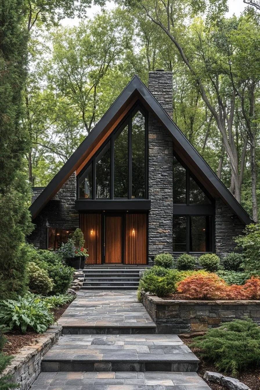 Angular Stone Cottage with Timber Accents