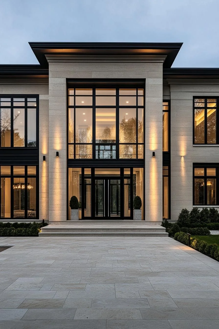 Stone Home With Symmetrical Design