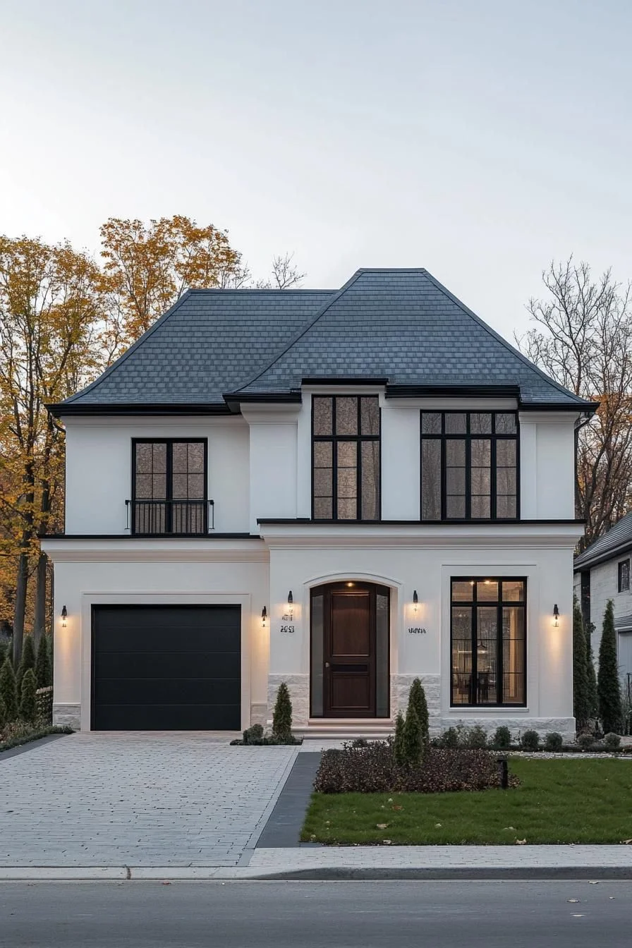 A Majestic Mansion in Monochrome Tones