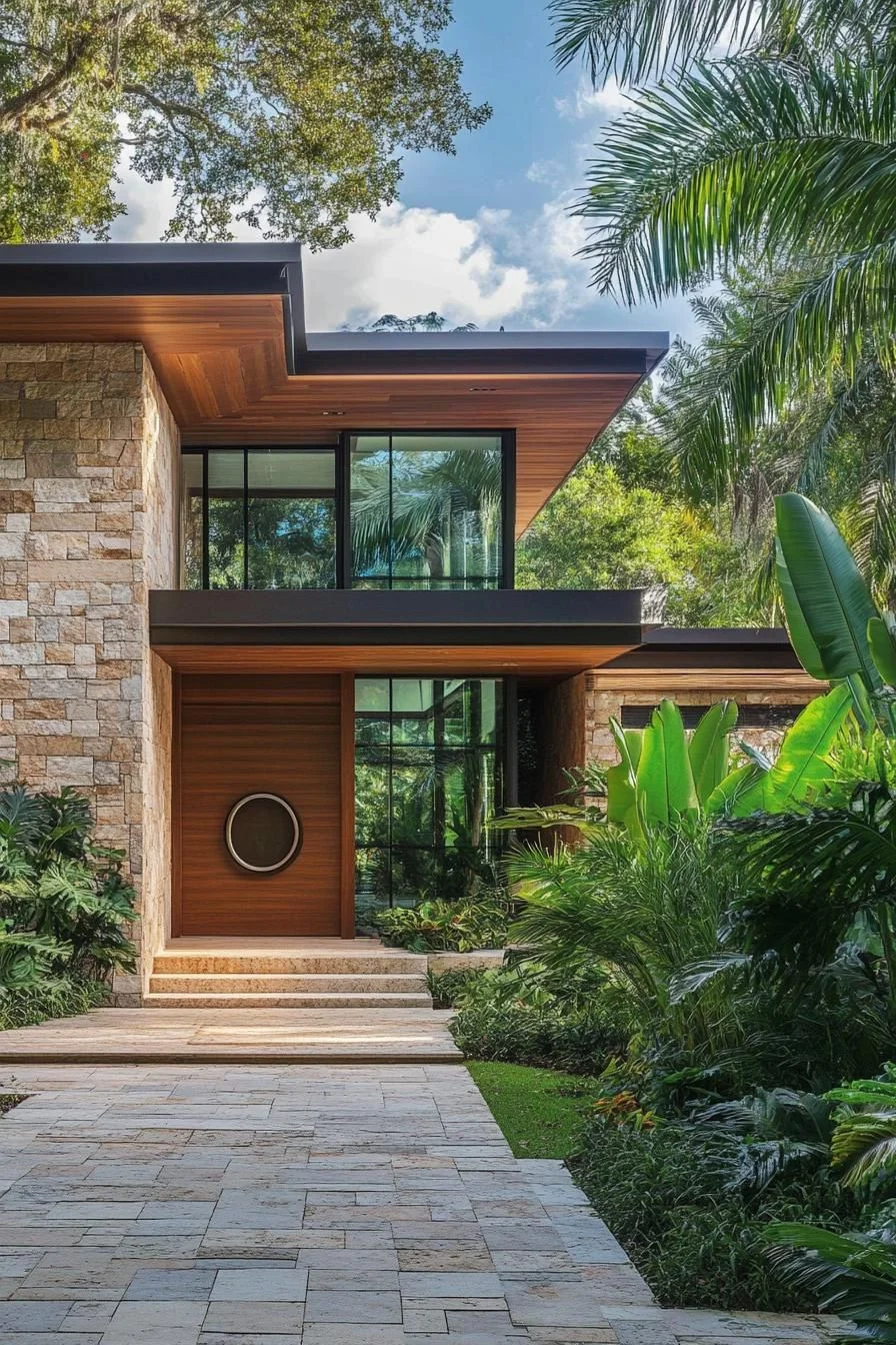 A Sunlit Tropical Stone and Glass Home