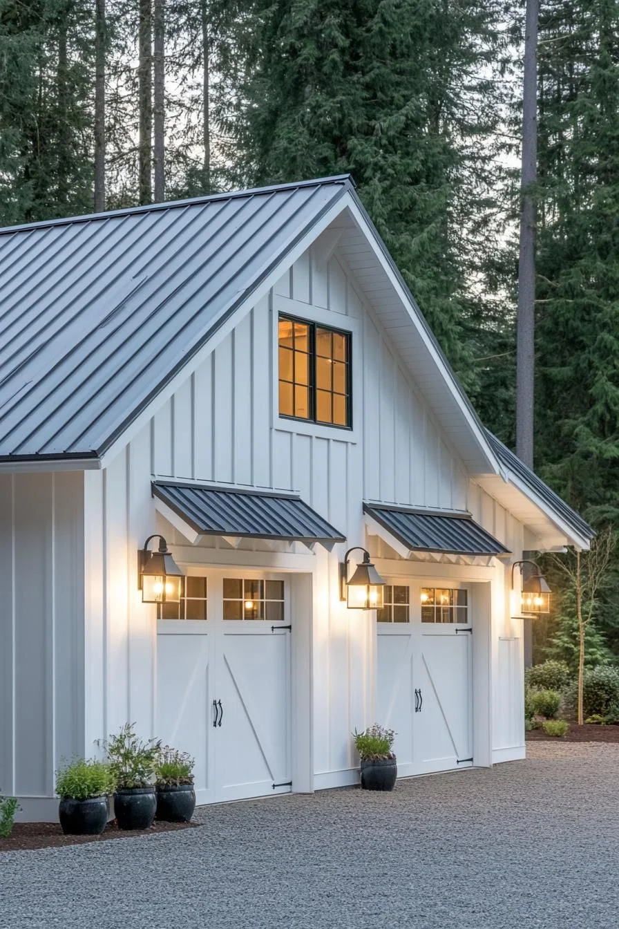 A Farmhouse Glowing Beneath Evening Pines