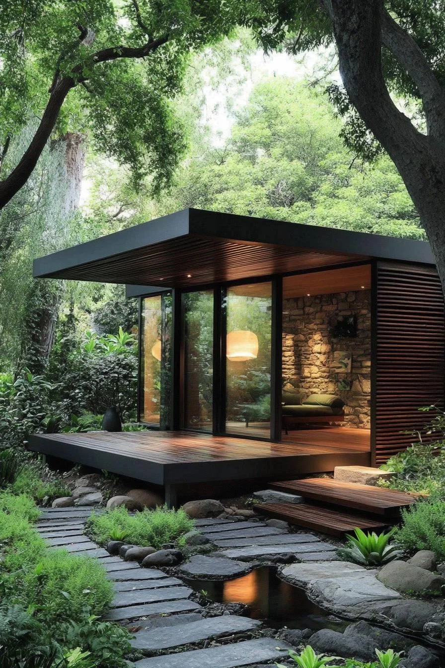 Calm Living Suspended Among Tall Trees