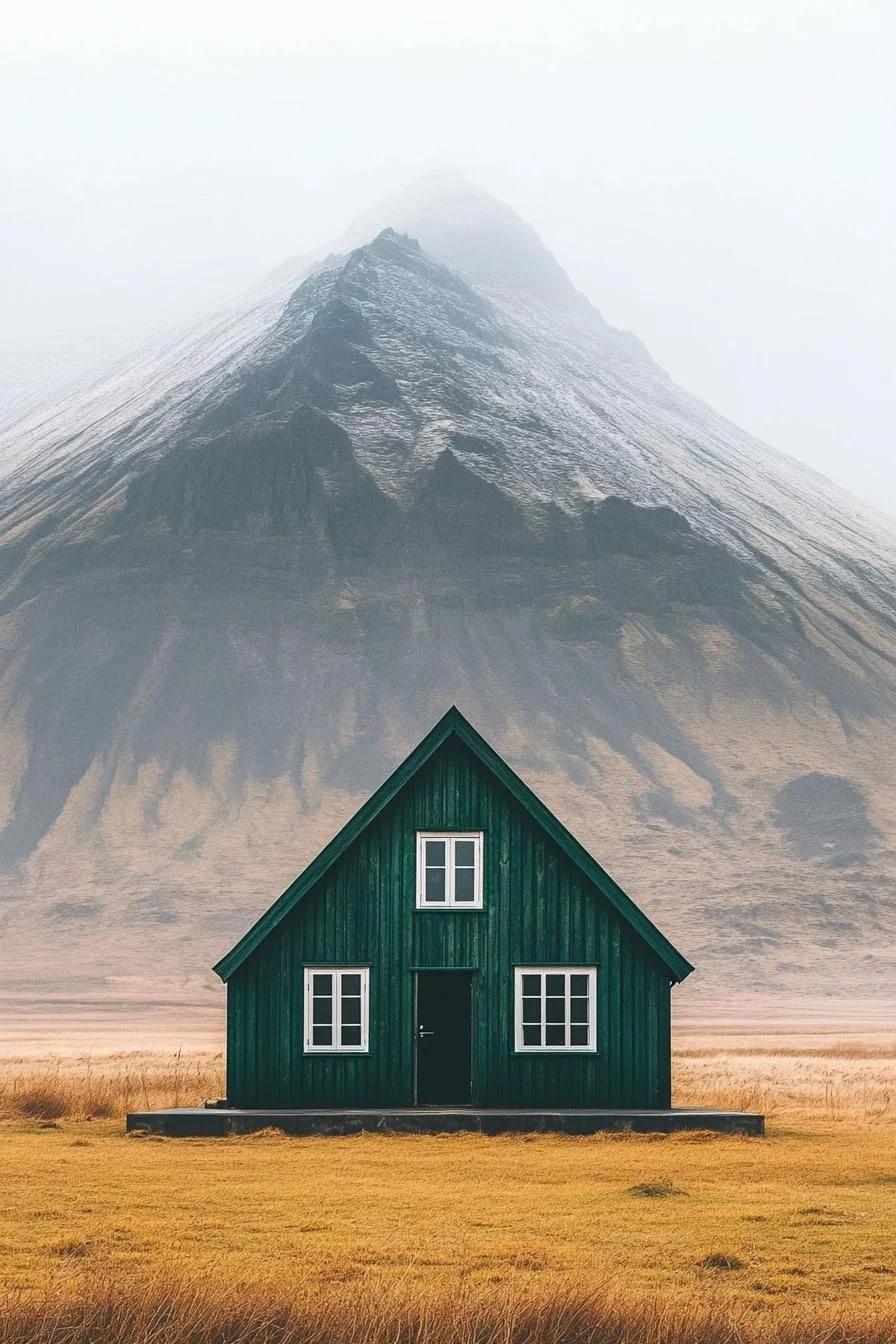 Emerald Timber Facade at the Mountain's Base