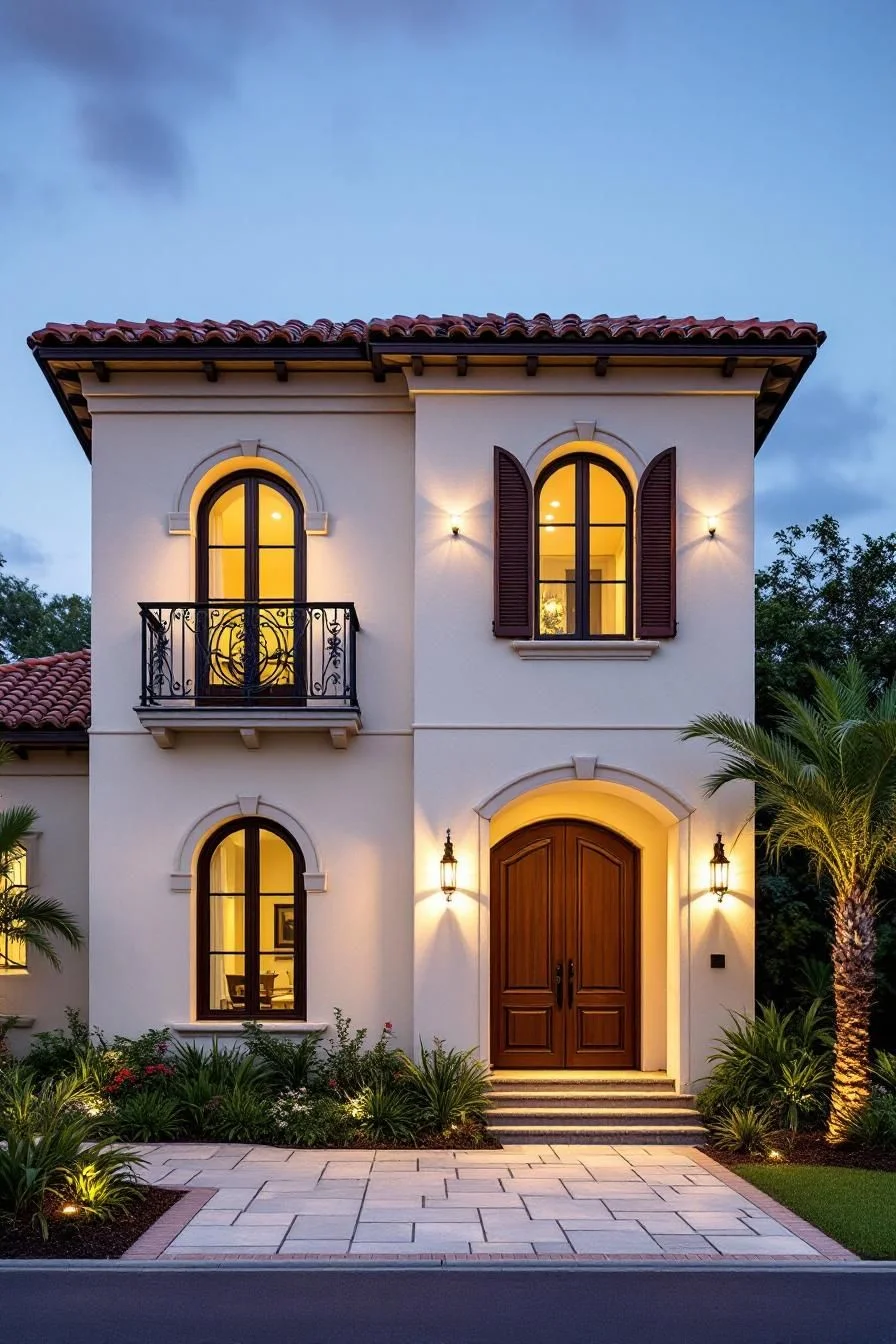 Tuscan Facade Glowing at Sunset