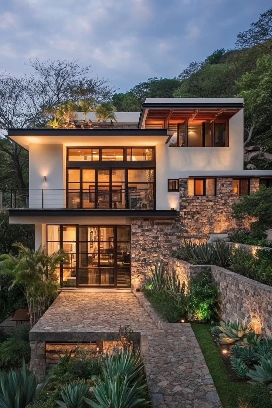 A Modern Home Framed by Greenery