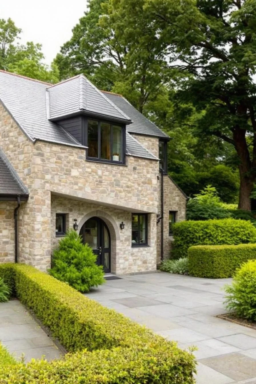 Chic Stone Cottage with an Arbor Entrance