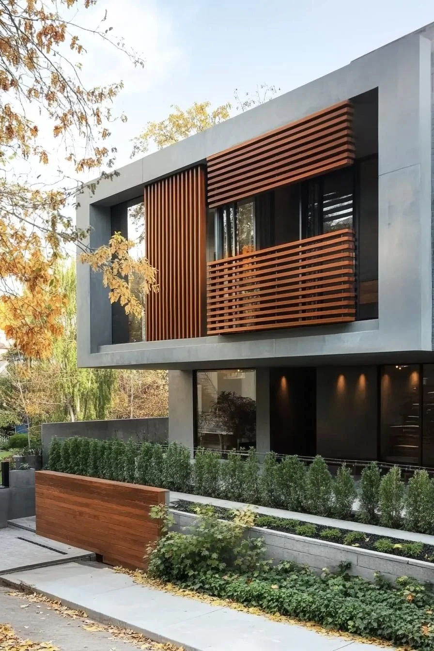 Louvered Panels Define This Modern Facade