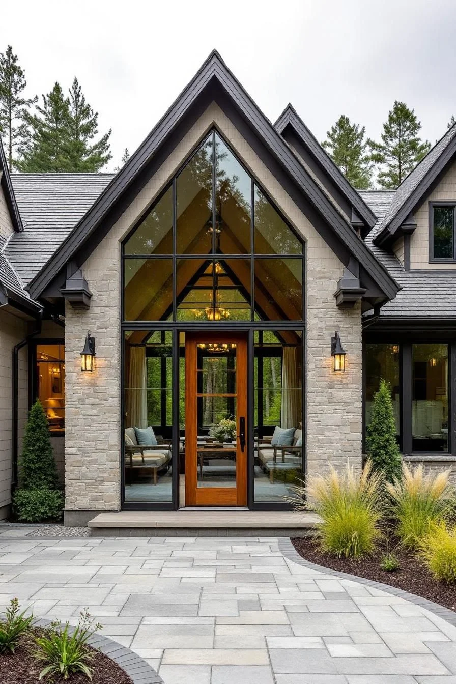 A Modern Stone Farmhouse With Glass Front