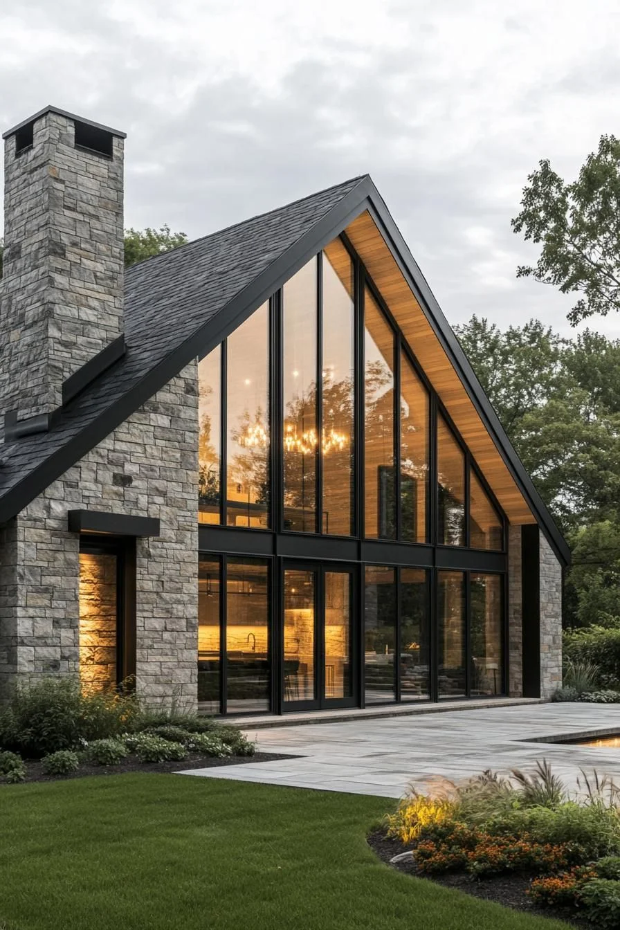 A Glassy Farmhouse With Gabled Charm
