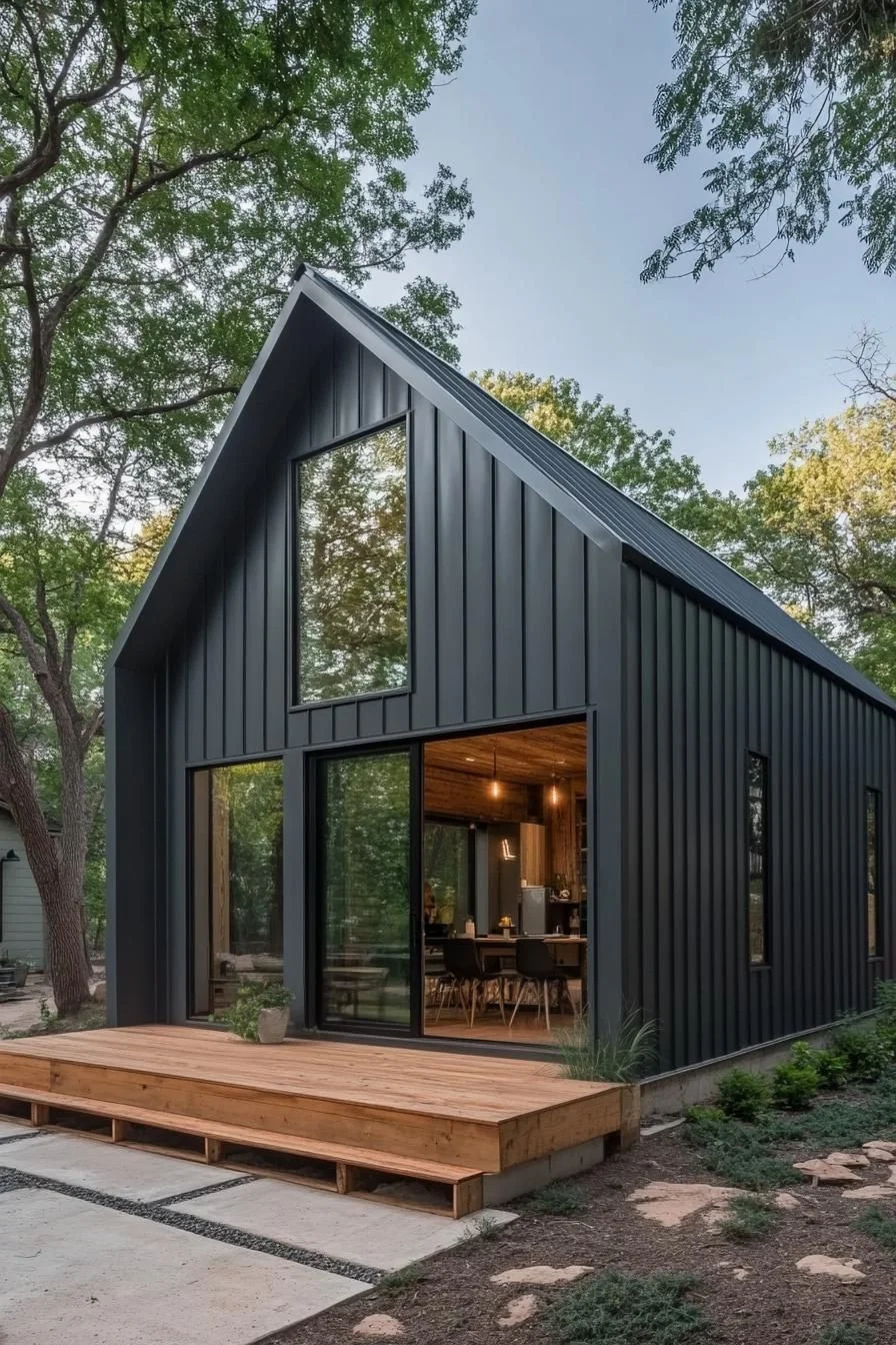Dark Gray Gabled Metal Home