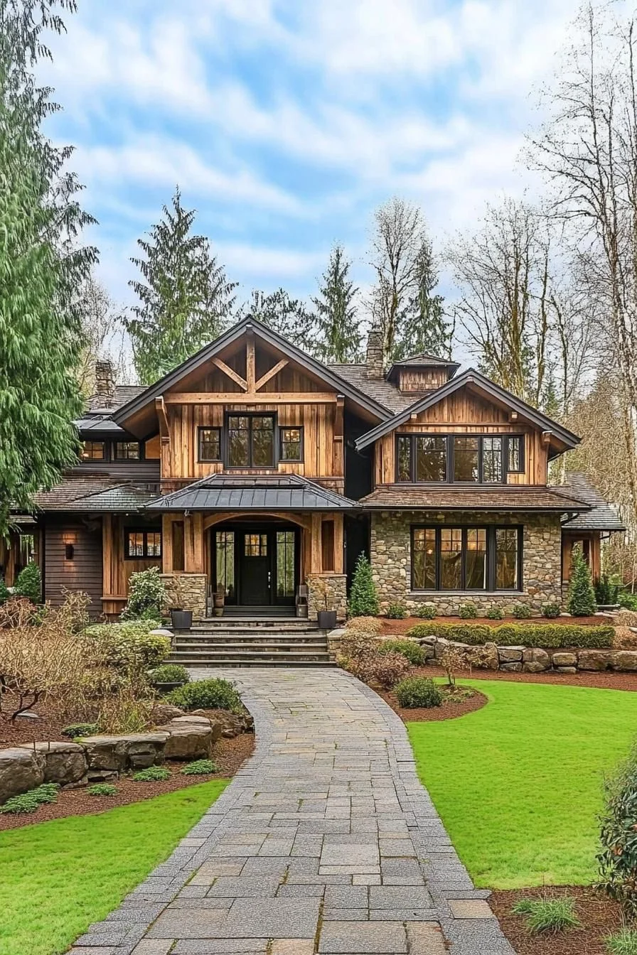 A Rustic Farmhouse with a Stone Front