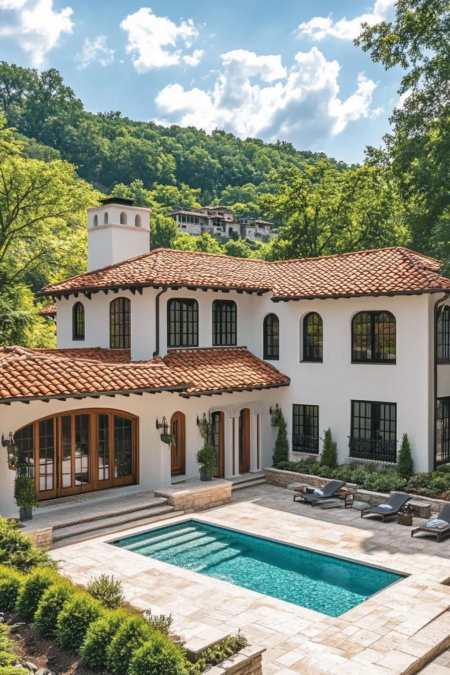 A Sunlit Villa with Tiled Terraces
