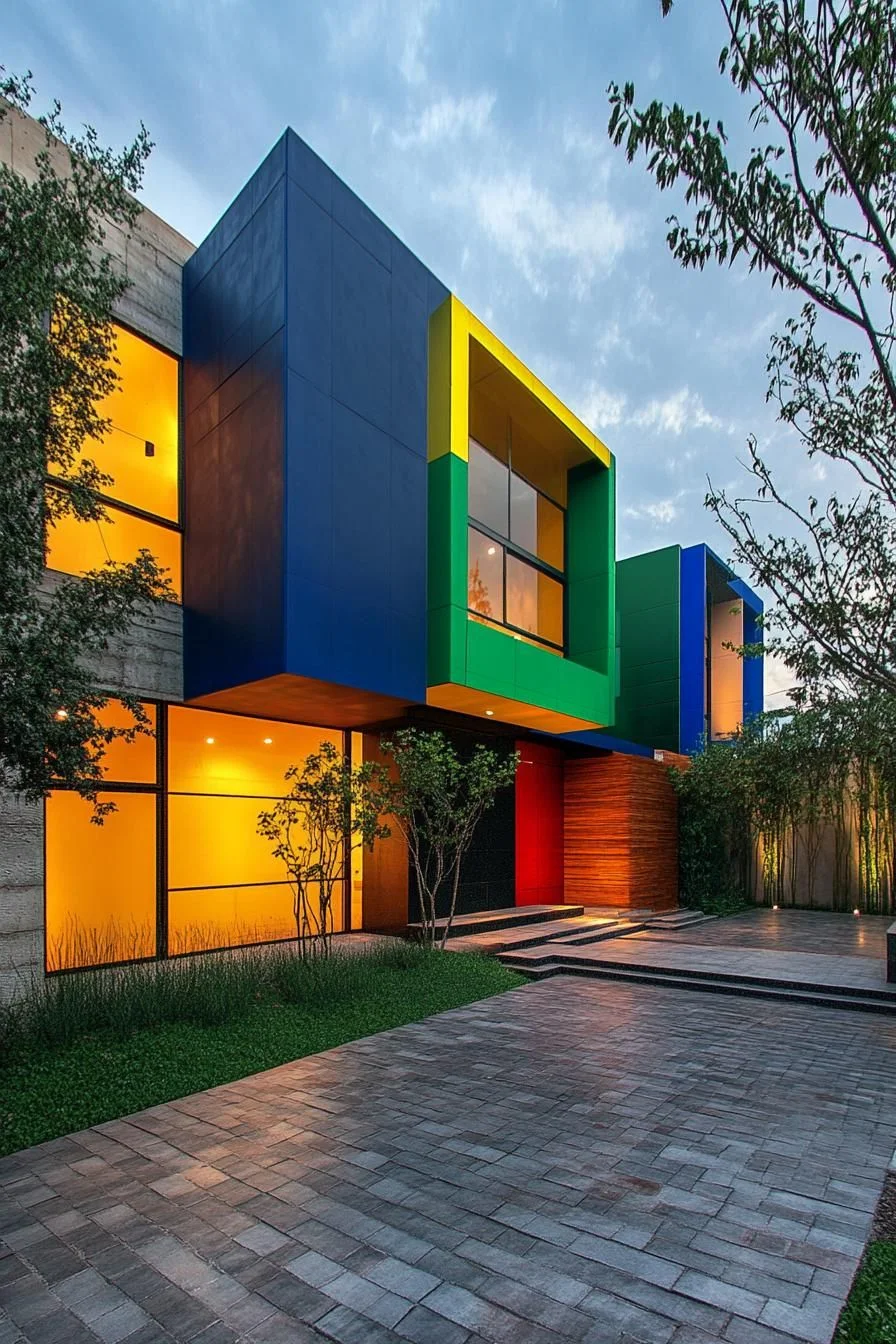 Boxy Rainbow-Colored Villa Design