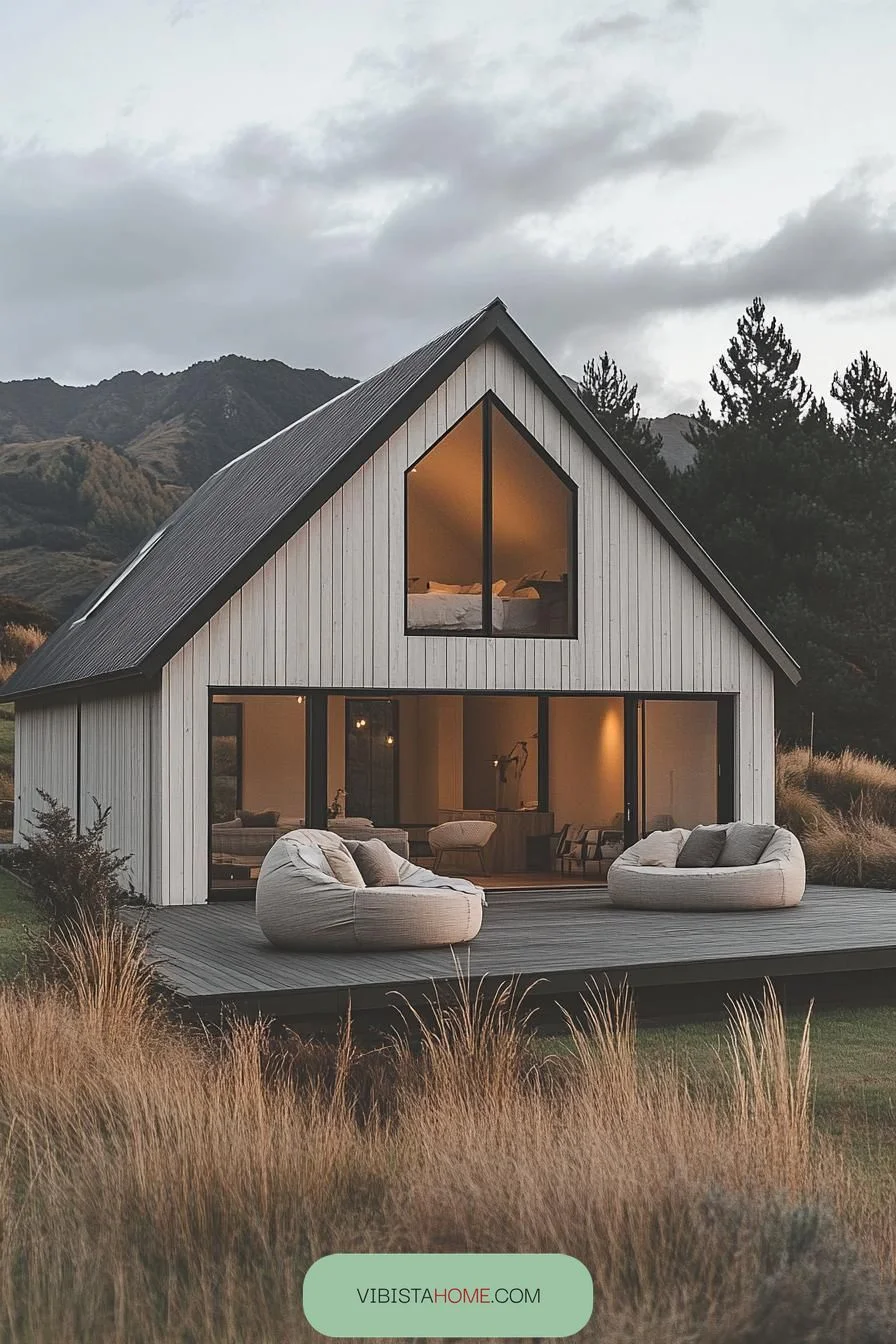 Cozy Barn Retreat Against a Mountain Backdrop