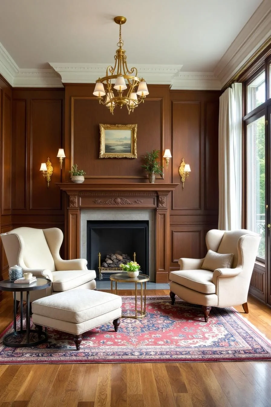 Gilded Details in a Colonial Living Room