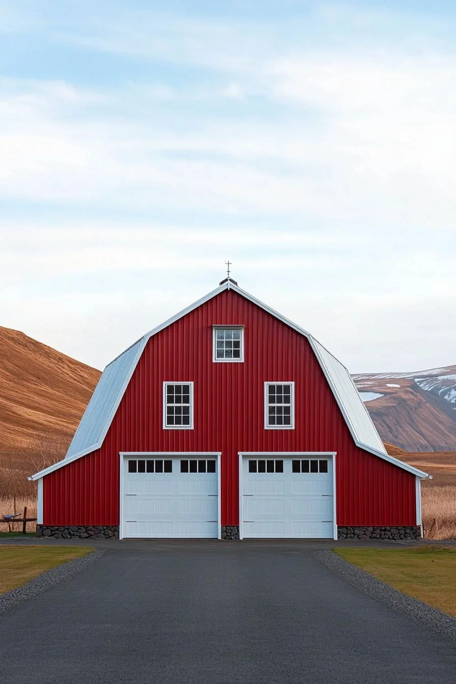 A Bold Red Barndominium Design
