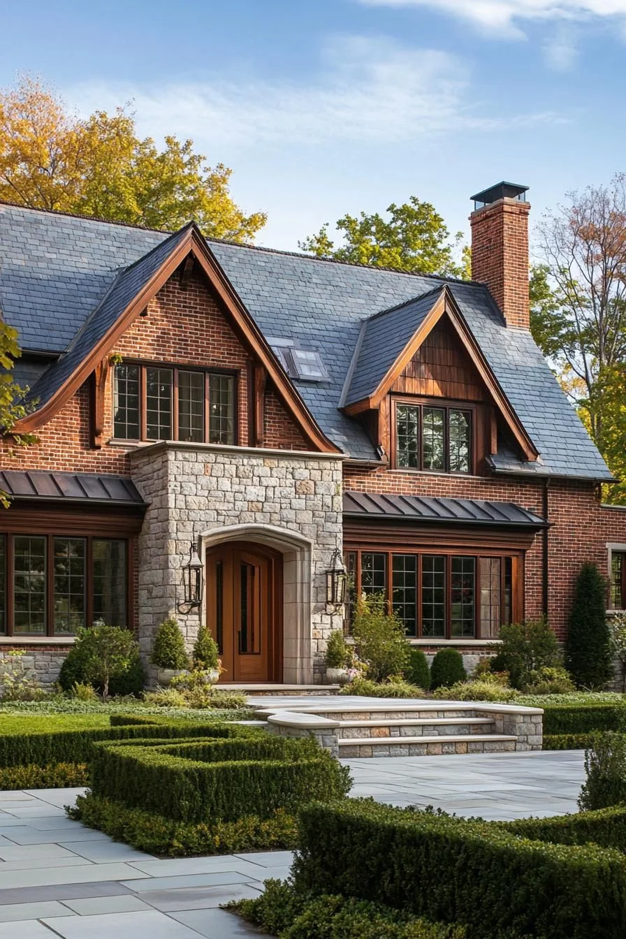 A Brick Manor With a Slate Roof
