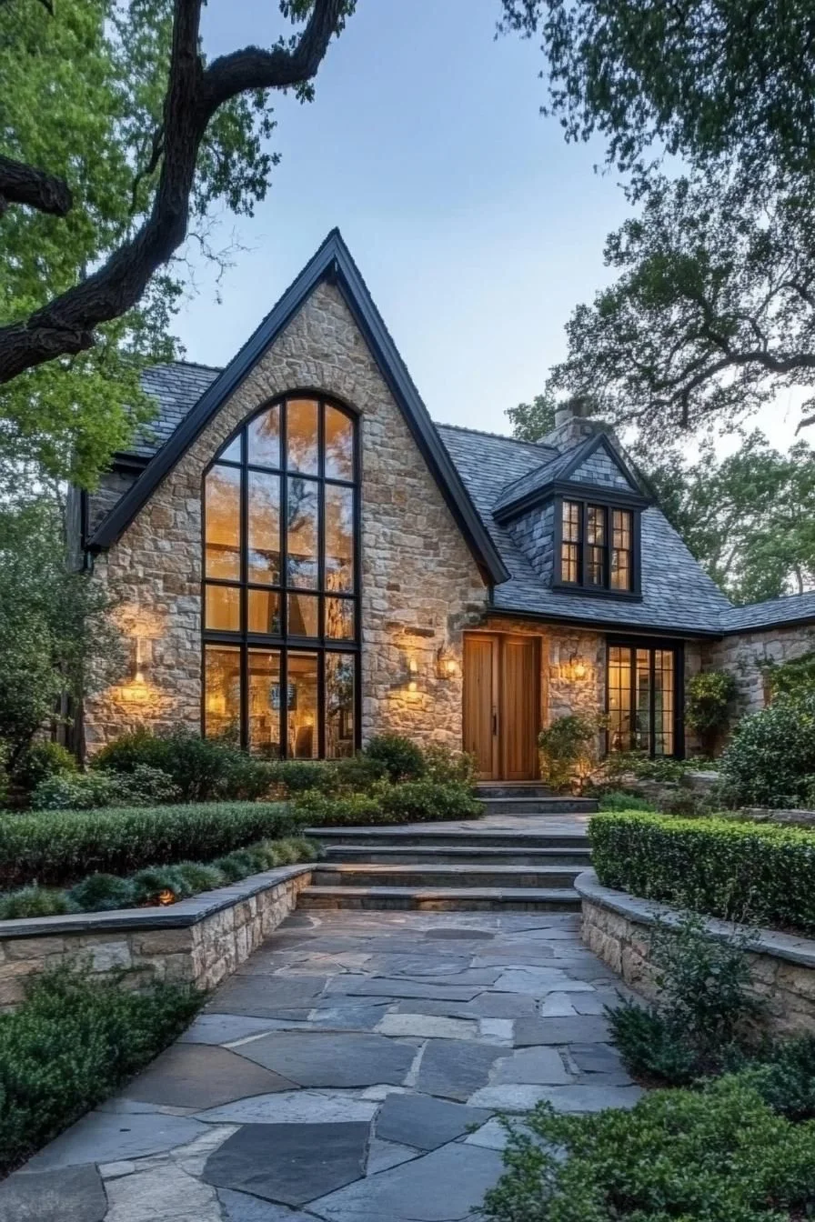 A-Frame Stone Cottage with Gleaming Windows