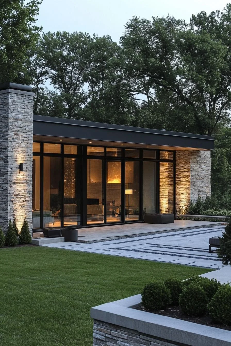 A Sophisticated Stone-Front Bungalow
