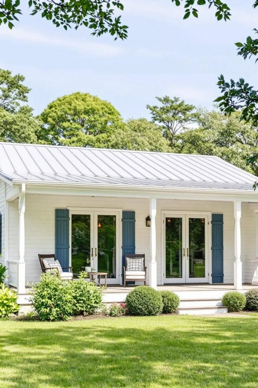 A Cottage With a Crisp White Porch