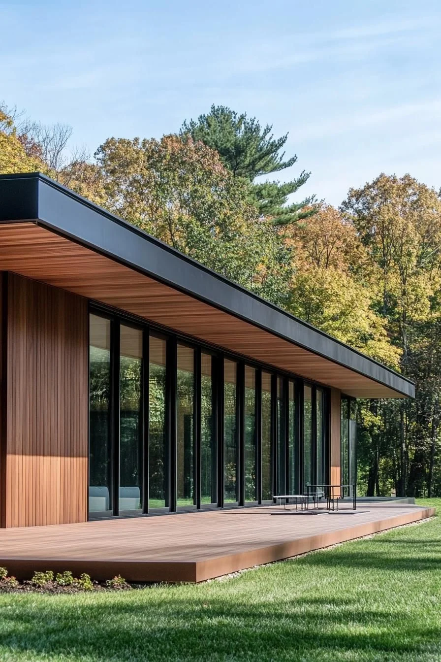 Glass-Front Long House in the Woods