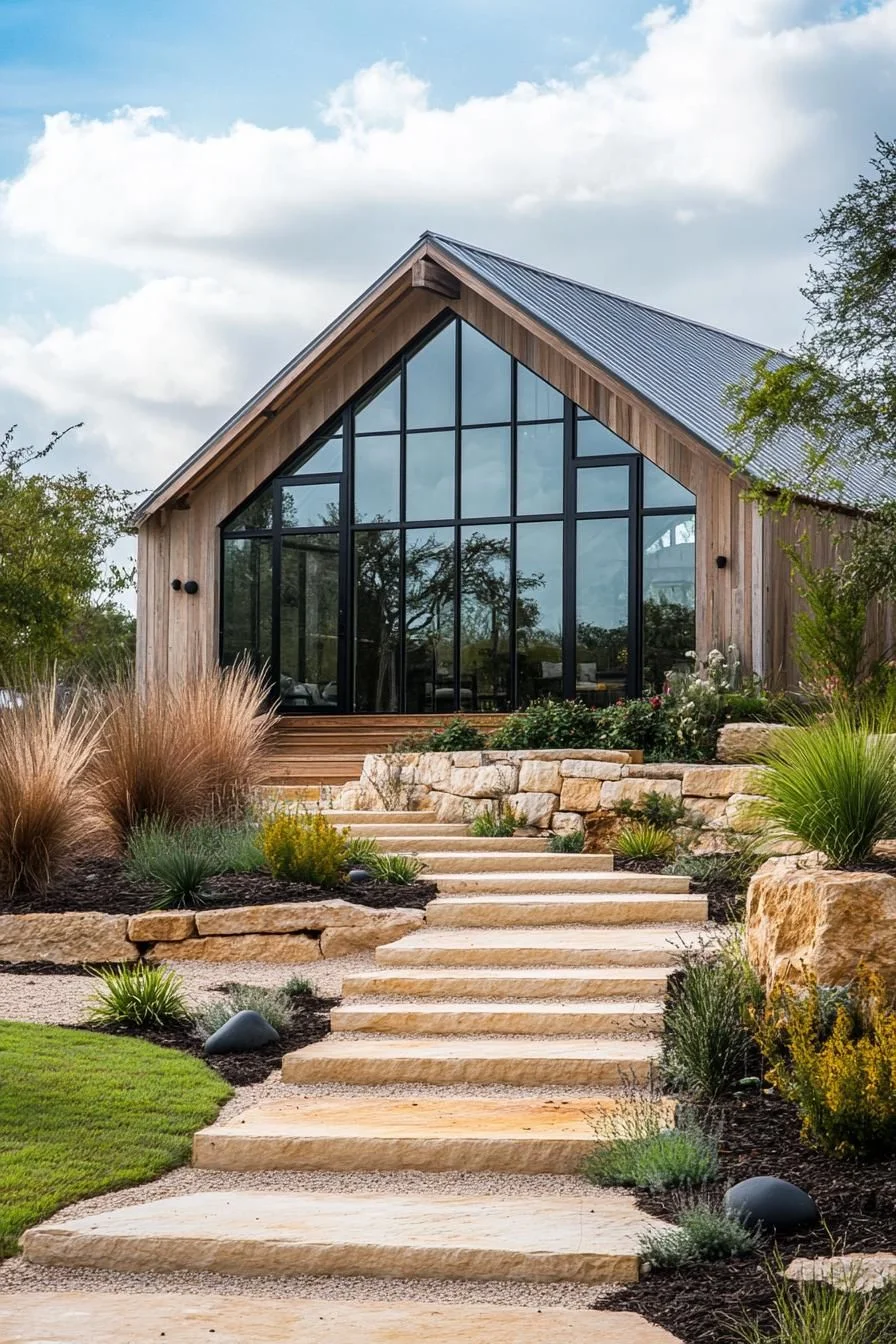 Glass A-Frame Barndominium Style