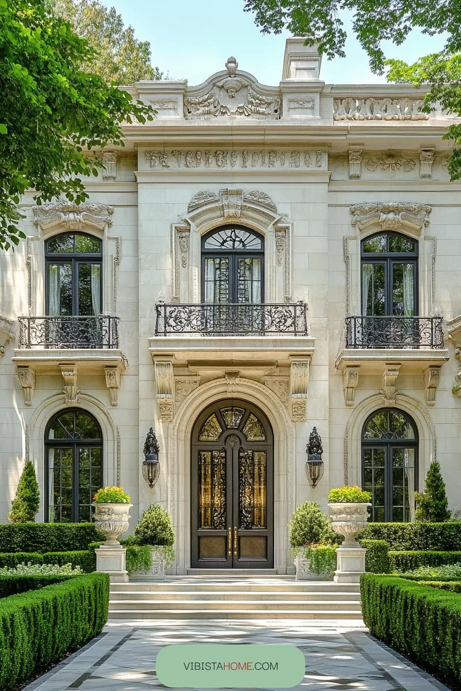 Regal Entry Framed in Carved Elegance
