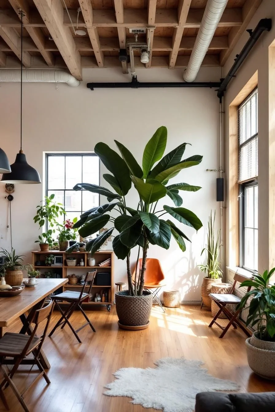 A Sunlit Artistic Loft Full of Greenery