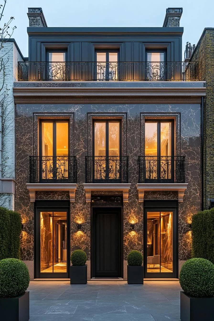 Marble Facade with a Private Balcony