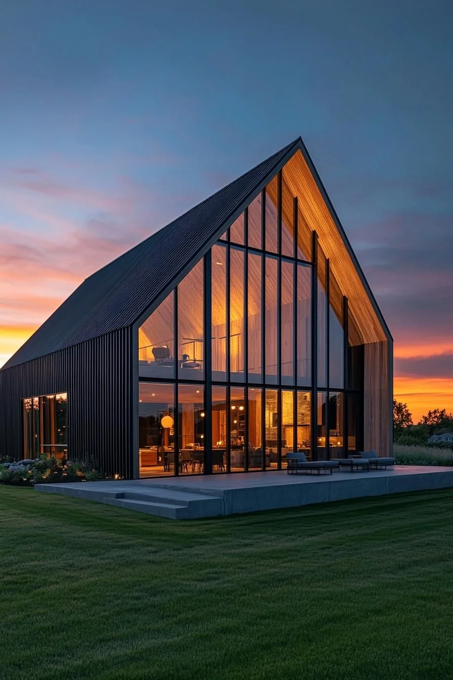 Sunset Light on a Modern Barn Sanctuary