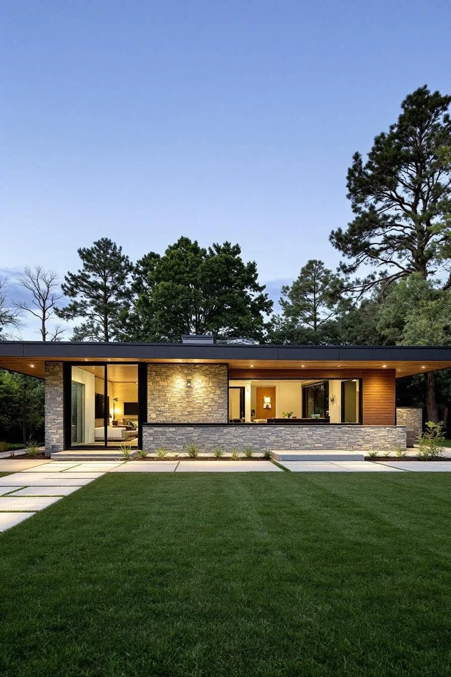 Contemporary Ranch Home Amid Evergreens