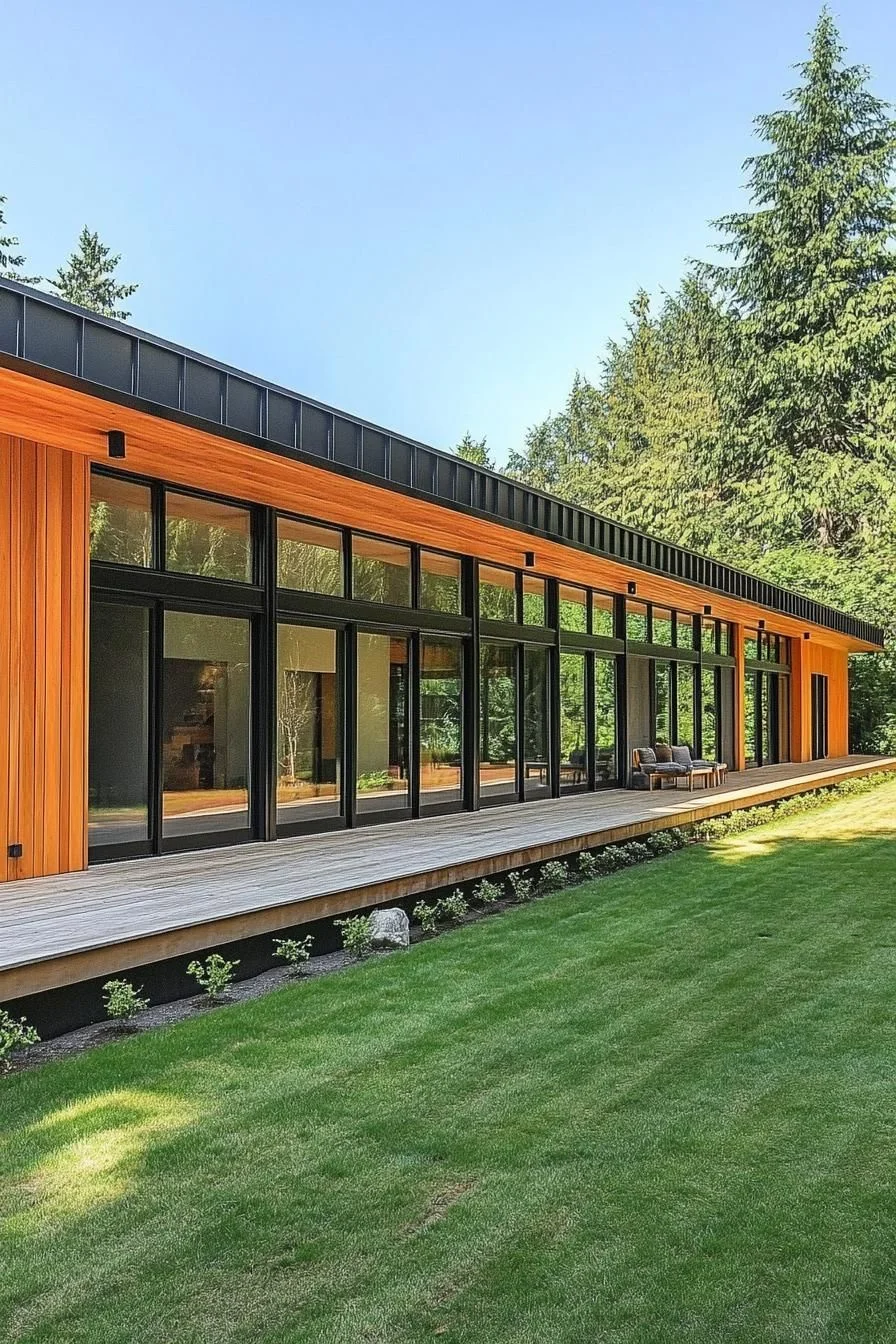 Timber and Glass Long House Design