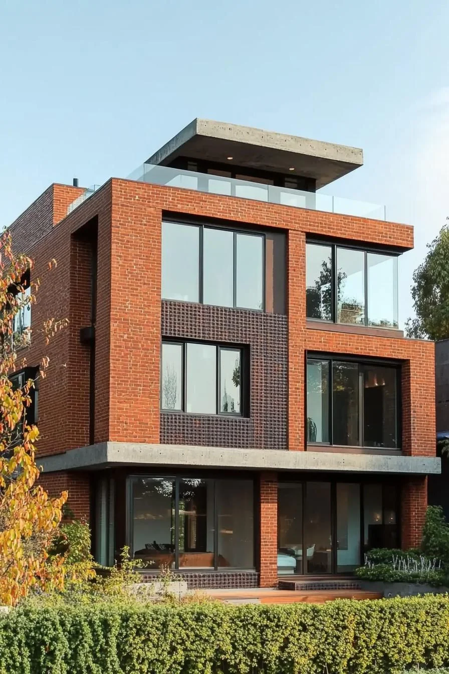 Urban Red Brick Facade Block
