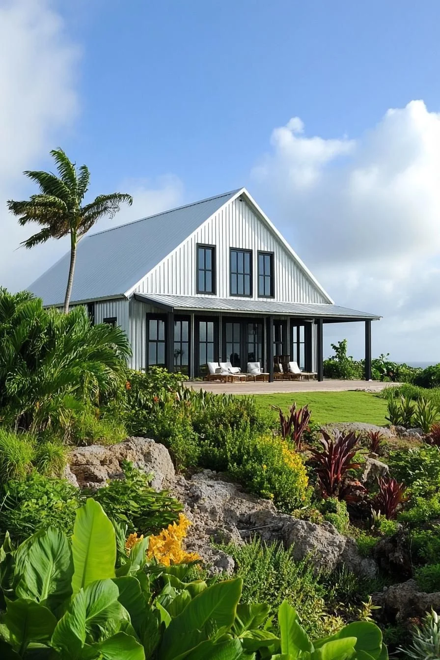 A Metal Home Set in Tropical Surroundings