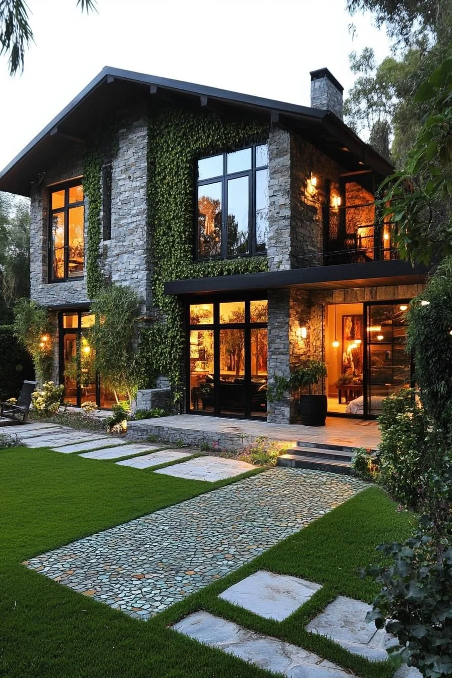 Stone Getaway with Vine-Covered Walls