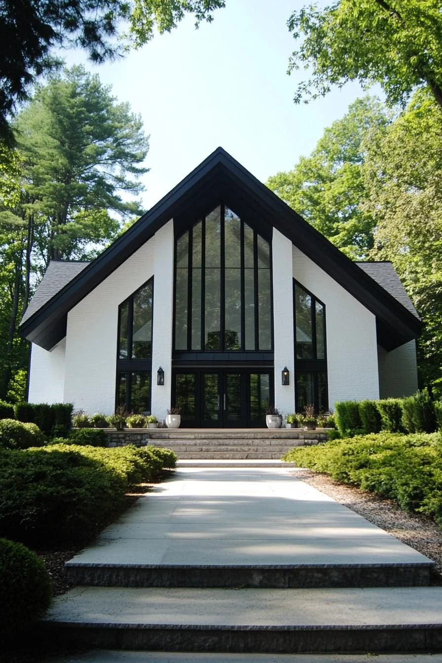 38) Black Roofline Meets White Walls