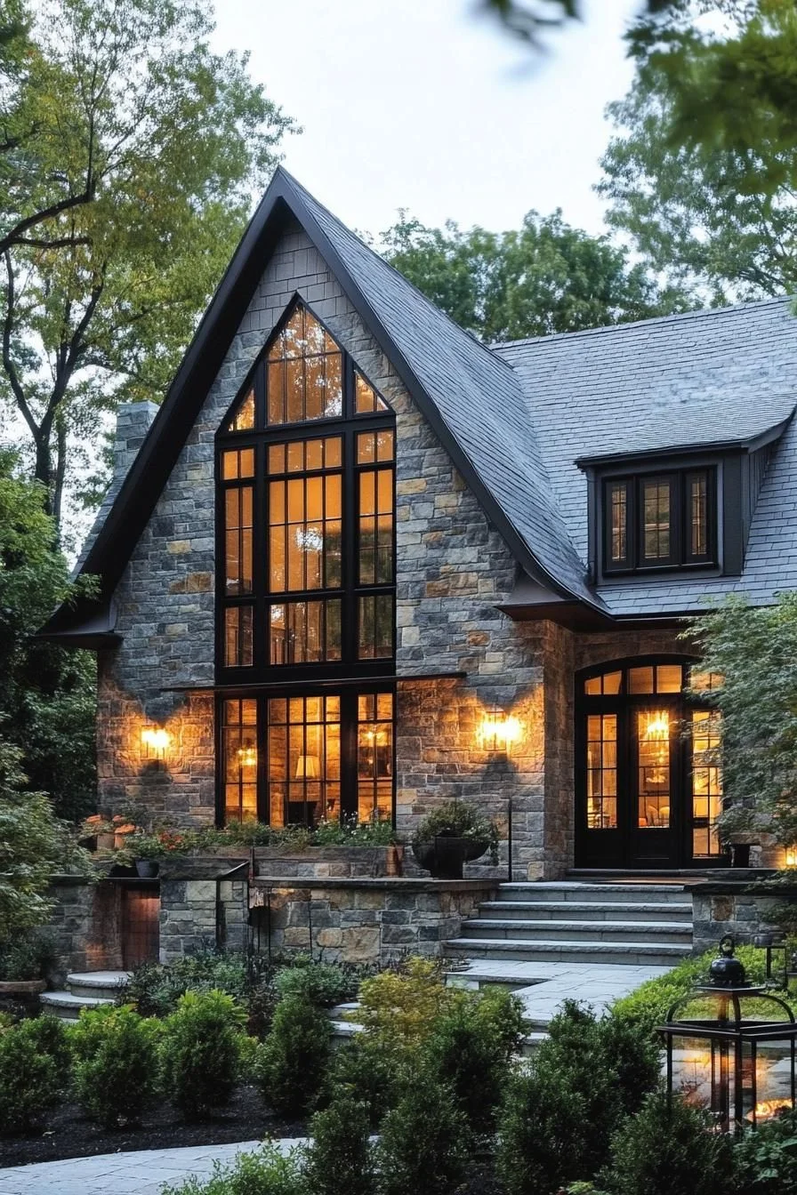 Stone Cottage Built Around Glass Walls