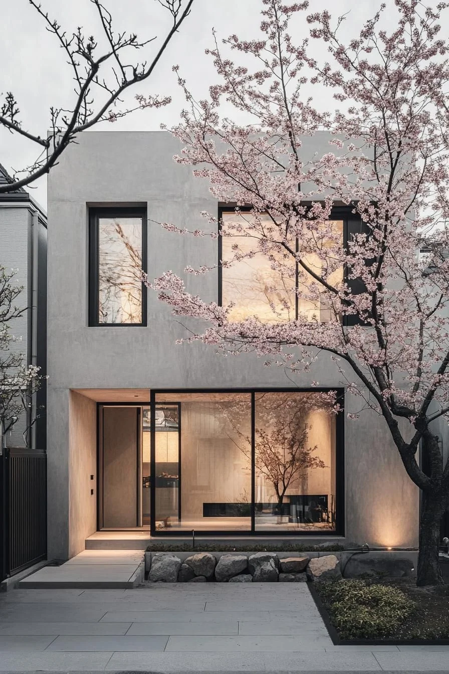 A Zen Box Framed by Cherry Blossoms