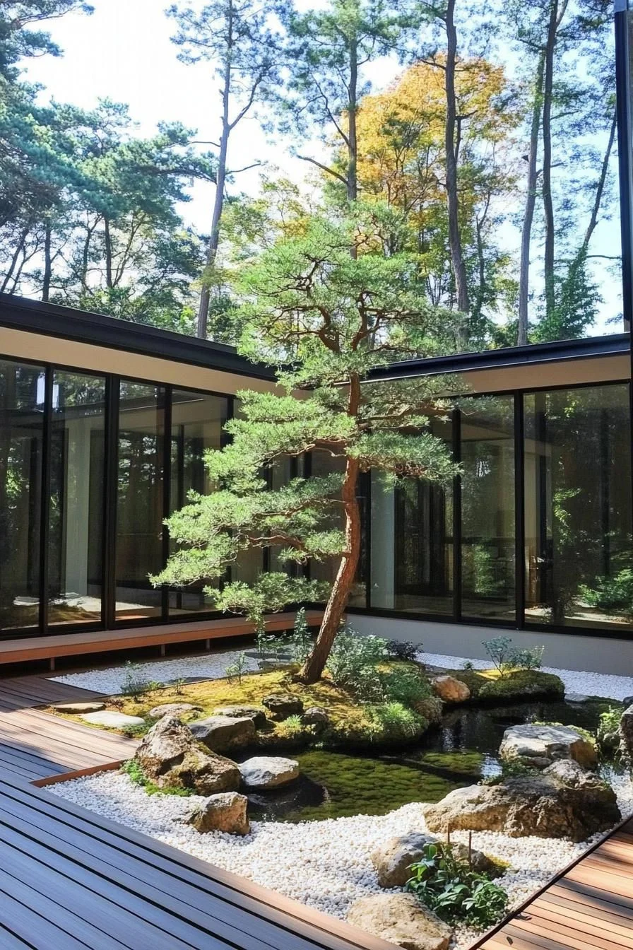 A Single Tree Anchoring a Calm Courtyard